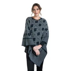 Premium Possum And Merino Wool - Diamond Poncho -Ugg Navy Mist