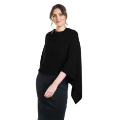 Premium Possum And Merino Wool - Two Way Poncho -Ugg black