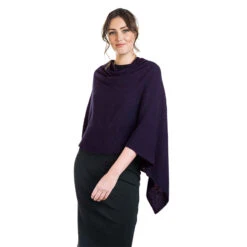 Premium Possum And Merino Wool - Two Way Poncho -Ugg grape