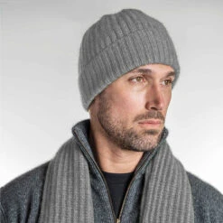 Premium Possum And Merino Wool-Ribbed Beanie -Ugg mist