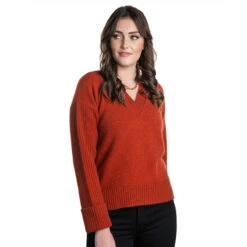 Premium Possum And Merino Wool - V Neck Ribbed Jumper -Ugg sienna